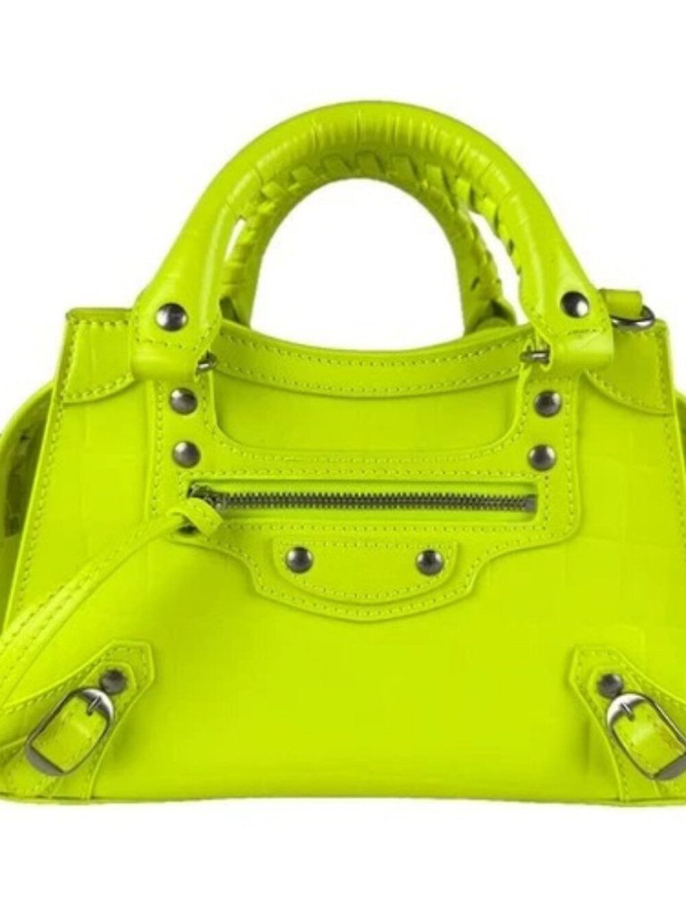Auth BALENCIAGA Neo Classic City Mini Handbag Shoulder Bag Neon Yellow - z9260